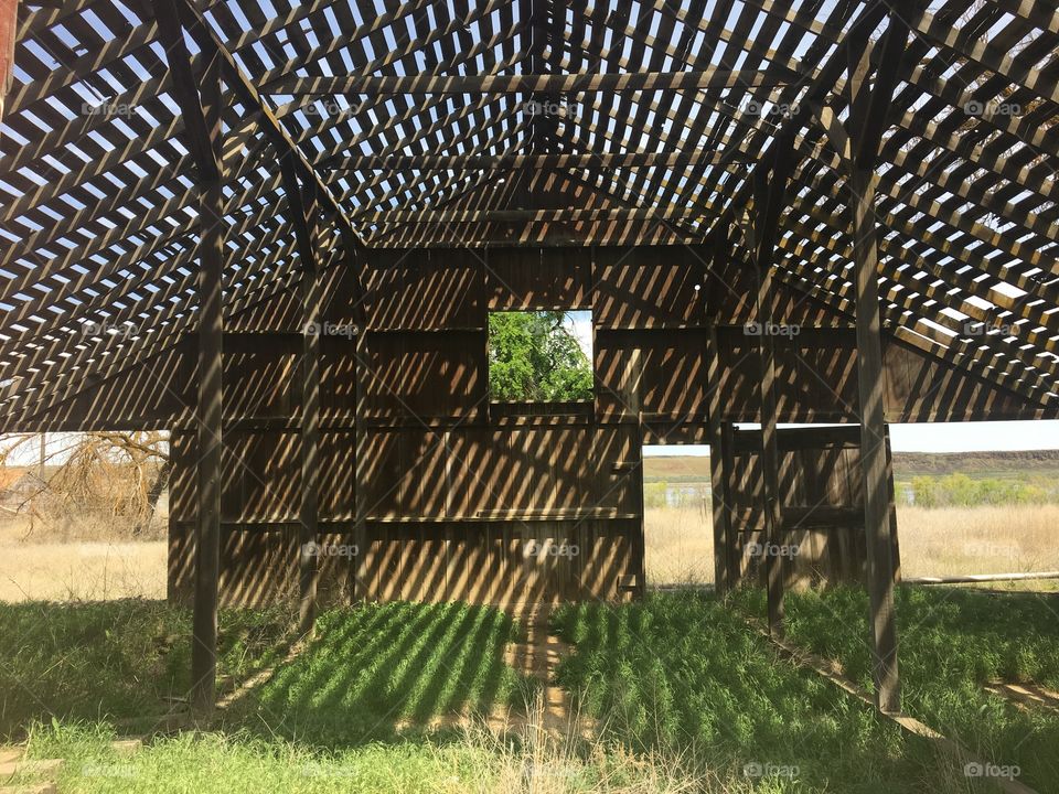 Abandoned Barn Rafter Shadows