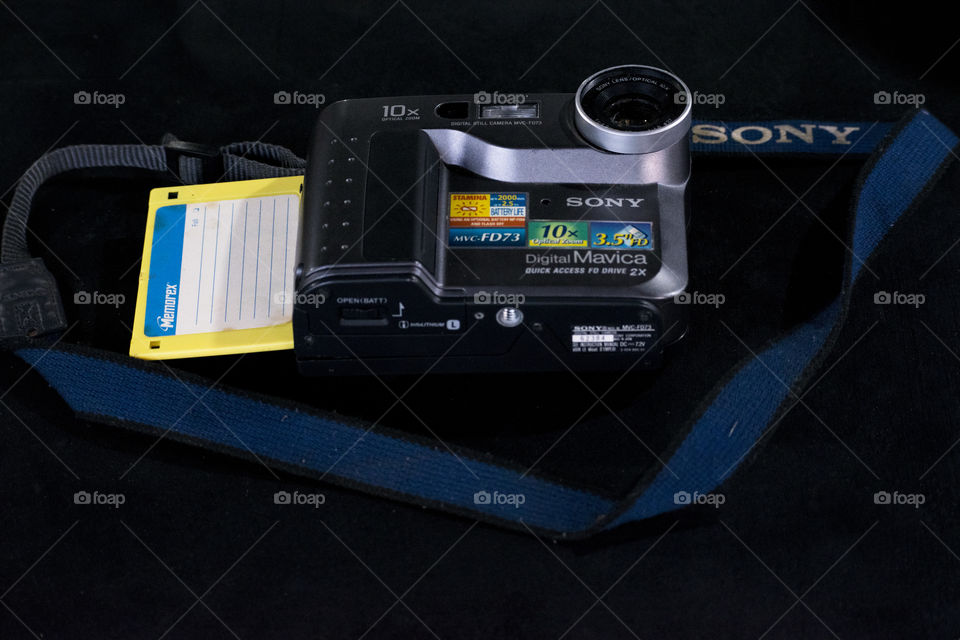 Classic digital camera with disk drive nostalgia