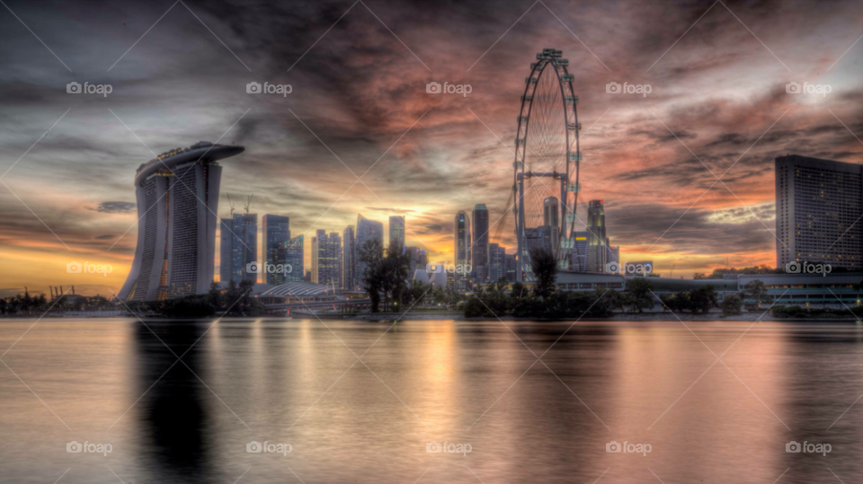 ocean singapore sunset skyline by paulcowell