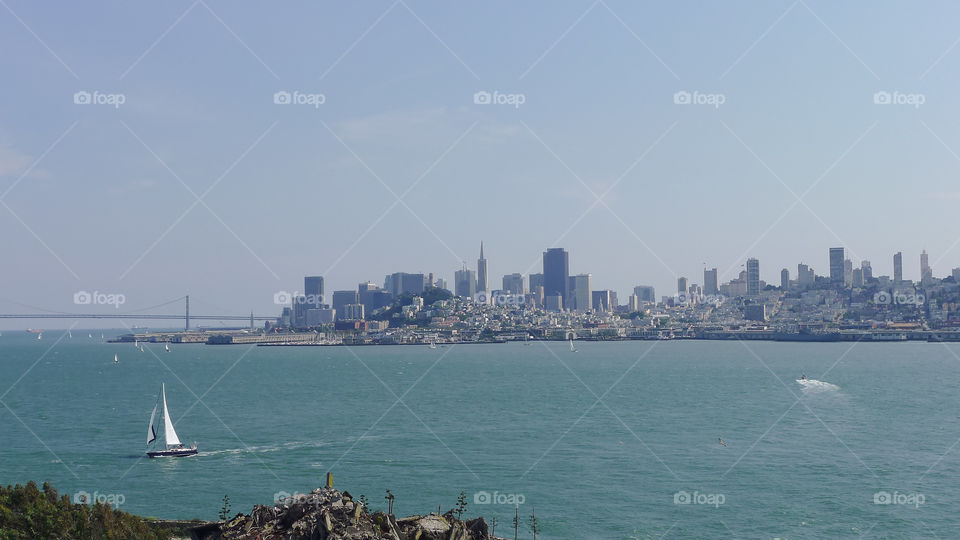 Beautiful San Francisco seen from Alcatraz island