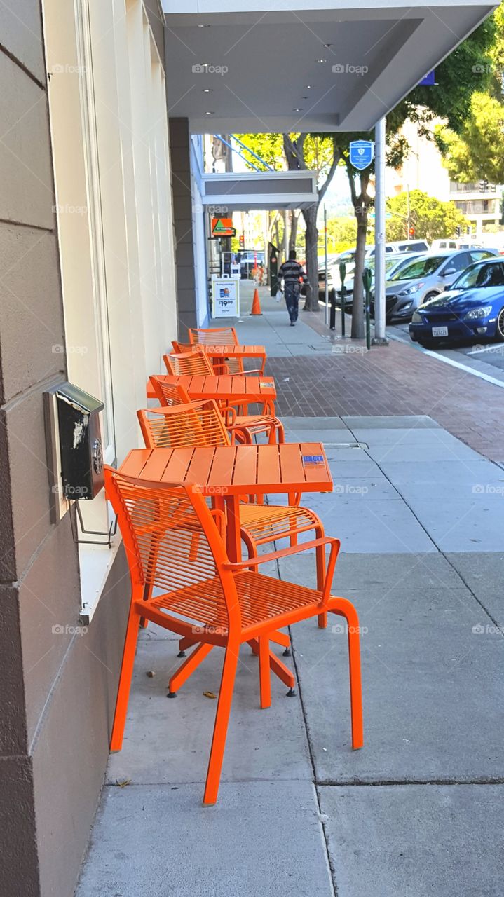 orange chairs