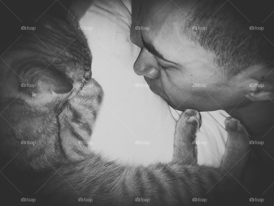 Tender moments with our sweet loving Tabby in black and white.