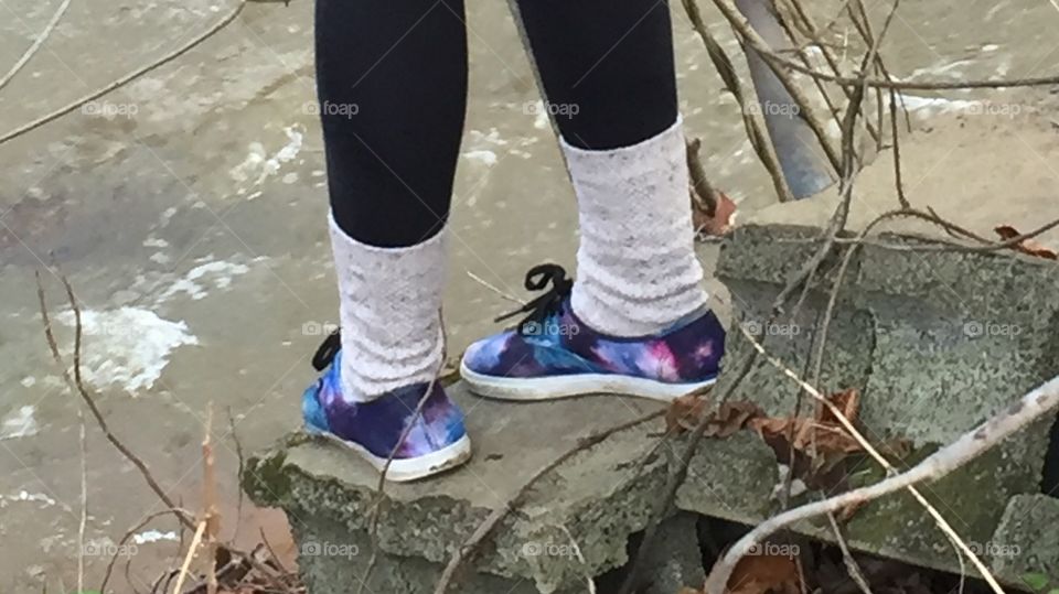 Feet over creek