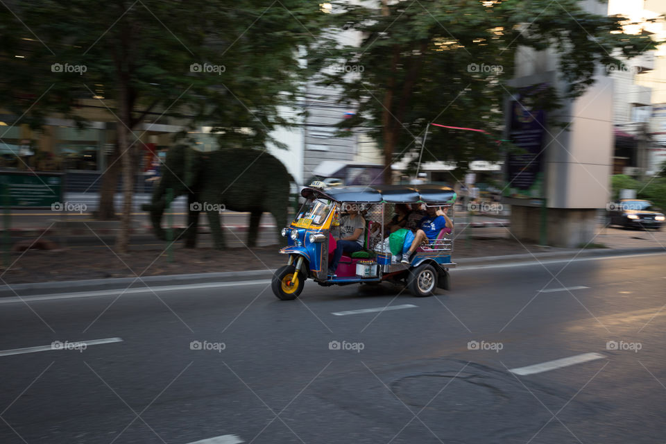 Tuk tuk taxi moving 