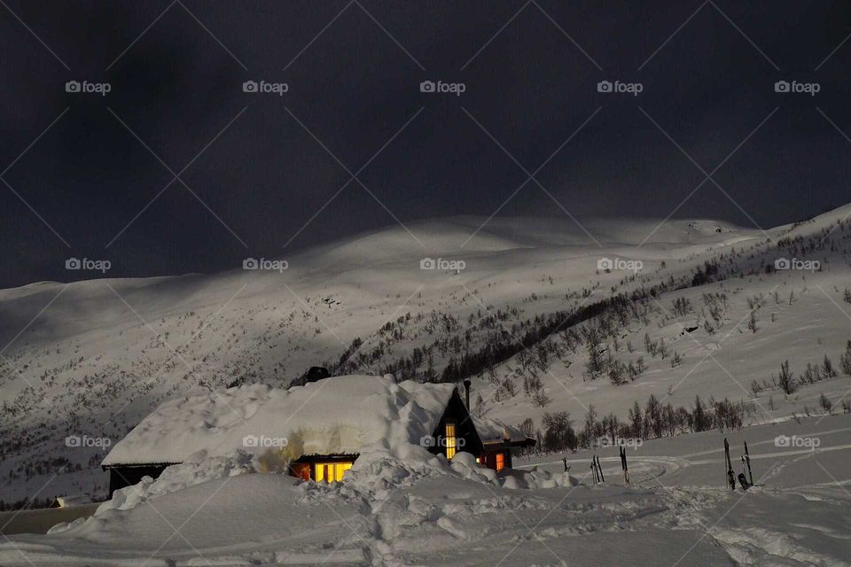 Cabin in the snow