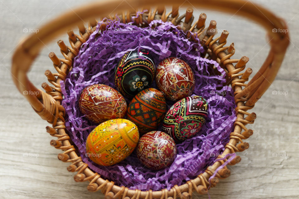 Easter eggs in the basket