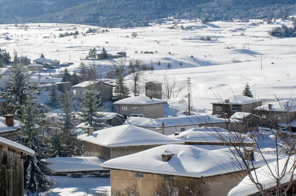 Winter landscape, Ravnogor Village, Bulgaria