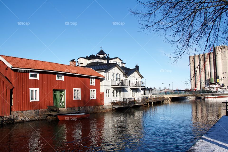 Silo at the harbor in Norrtälje, Sweden 