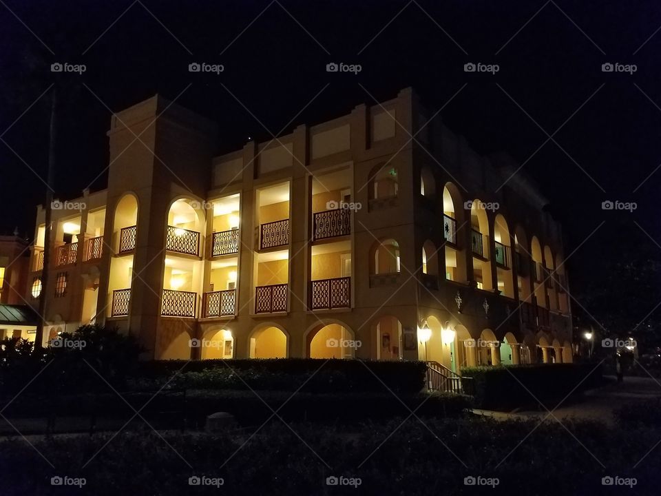 Resort Lit Up at Night