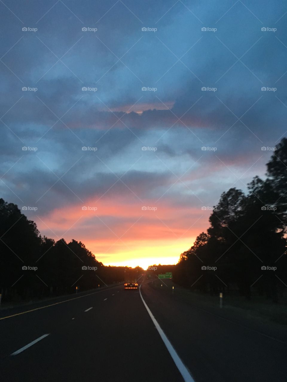Sunset between the hills, Road to the sunset, Highway to Heaven