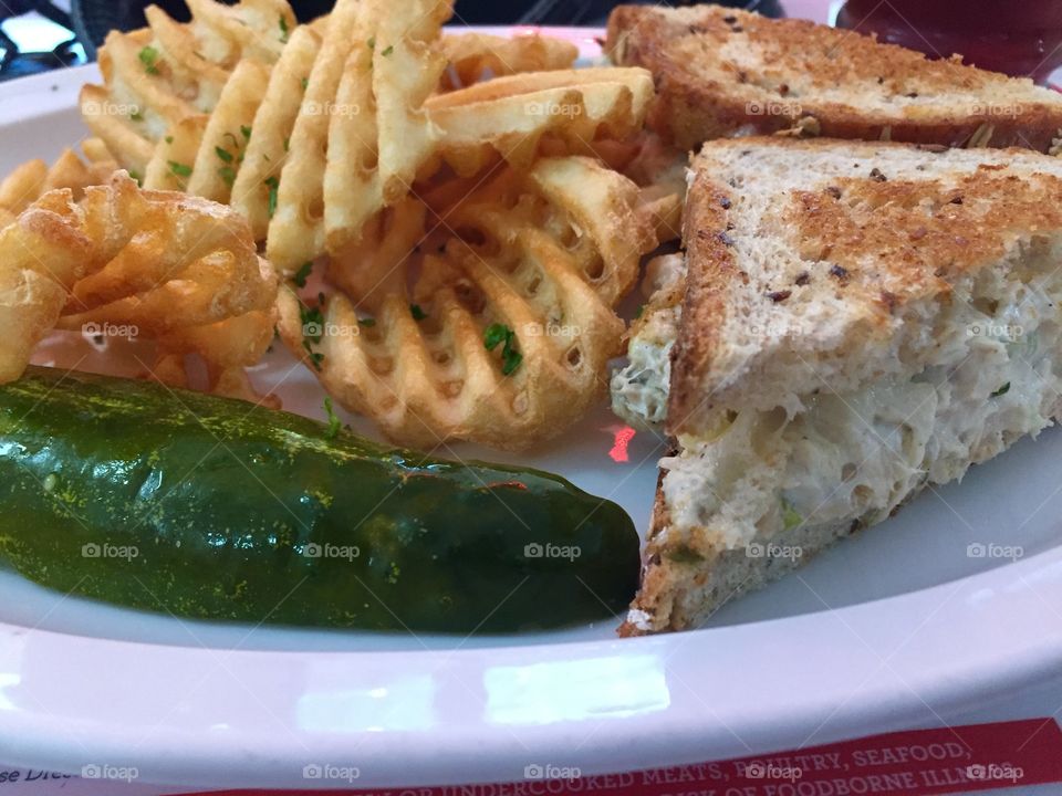 Tuna sandwich lunch plate