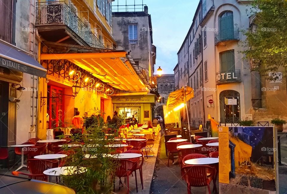 the real cafe that Van Gogh painted in Arles, France.