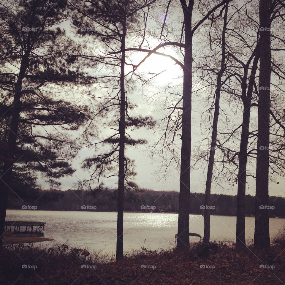 Winter sun over a lake 