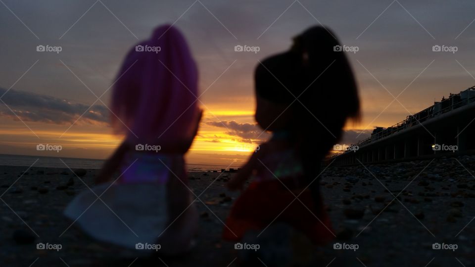 Sunset, Beach, People, Backlit, Sea