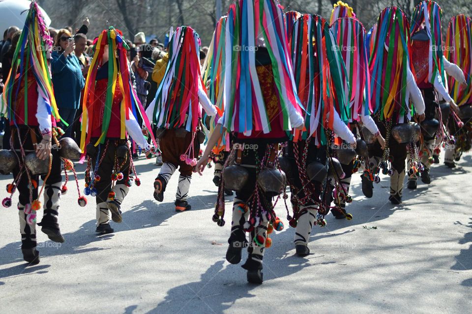 Kukeri Dance. Kukeri are elaborately costumed Bulgarian Men, who Perform Traditional Rituals Intended to Scare Away Evil Spirits