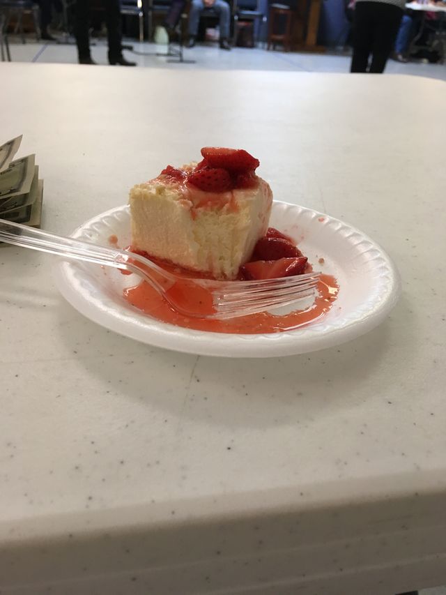 Strawberry cheesecake one slice of heaven on earth. Yummy for the tummy!