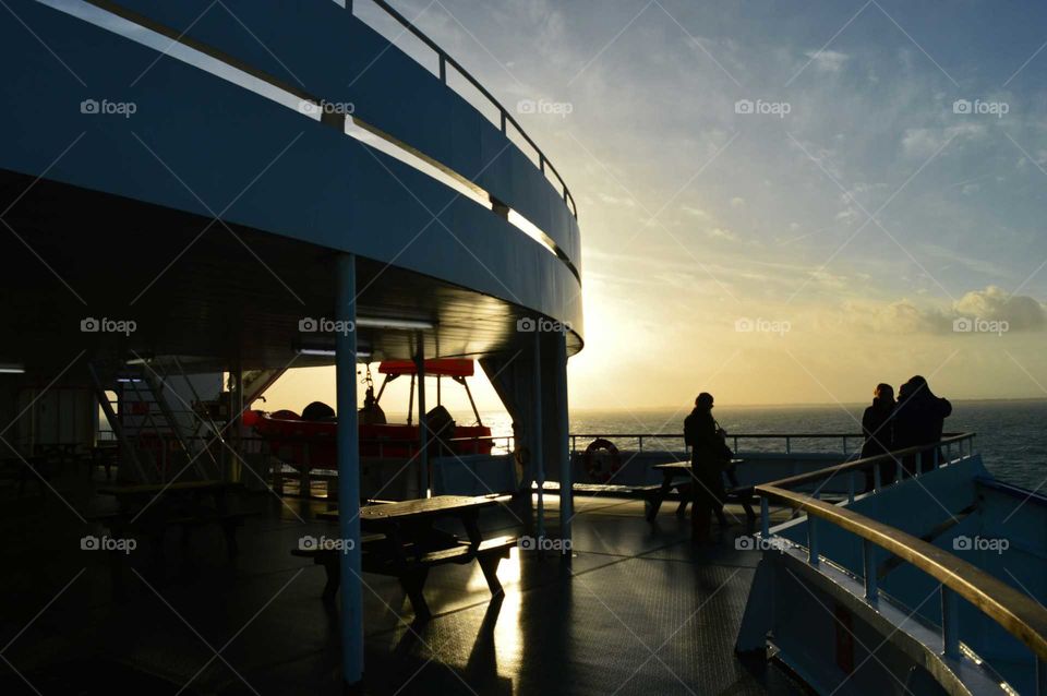 beautiful sunrise on the ferry