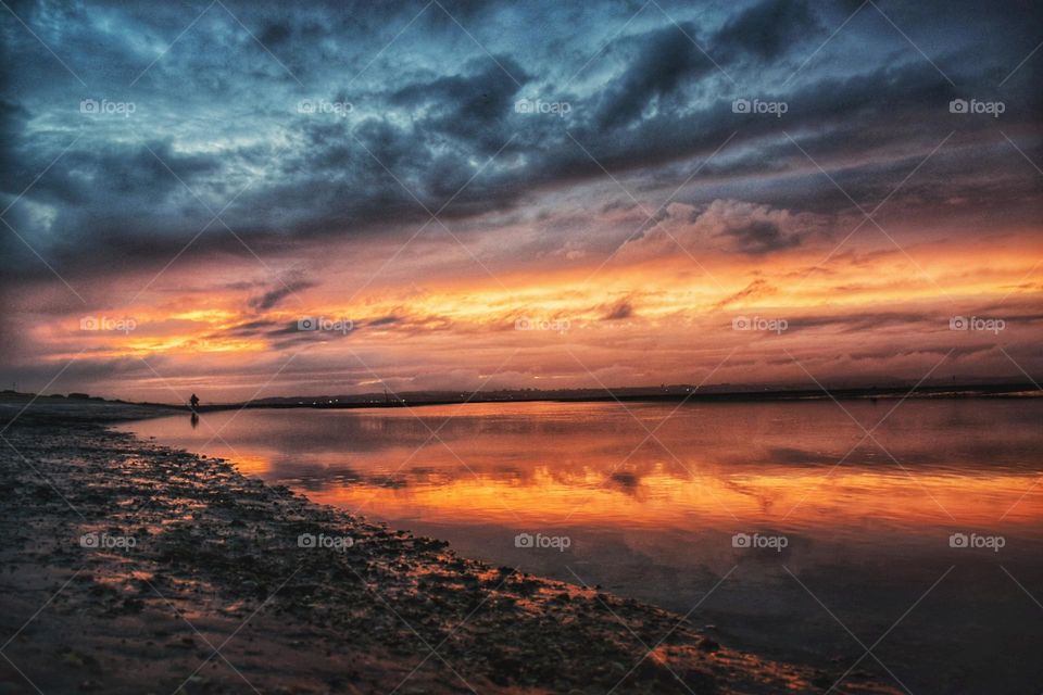 Cloudy sunset on the beach