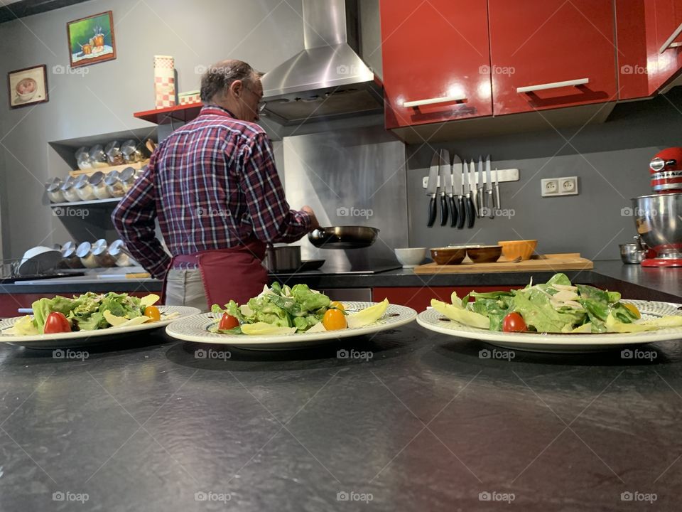 Somebody cooking at home. For 3 person