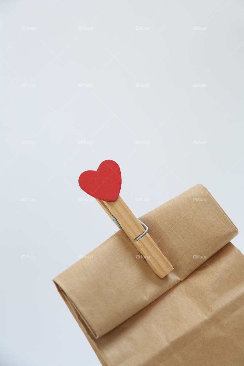 Valentine day gift box on white background 