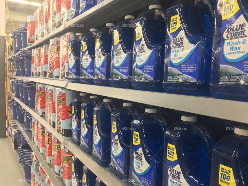 Car care section with car soap