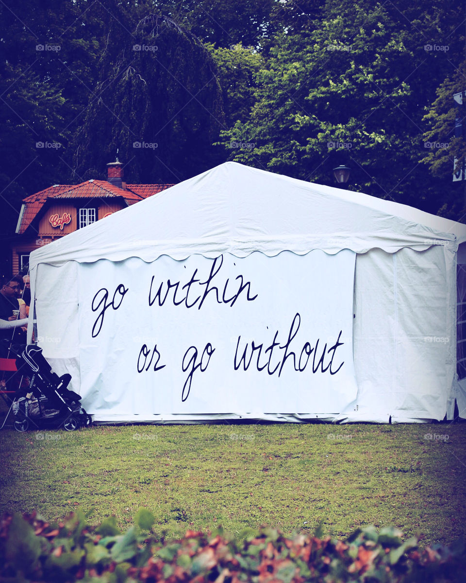 Go Within or Go Without, Yoga Festival, Zen Tent in the Park by the Cafe, Gothenburg Sweden Europe 
