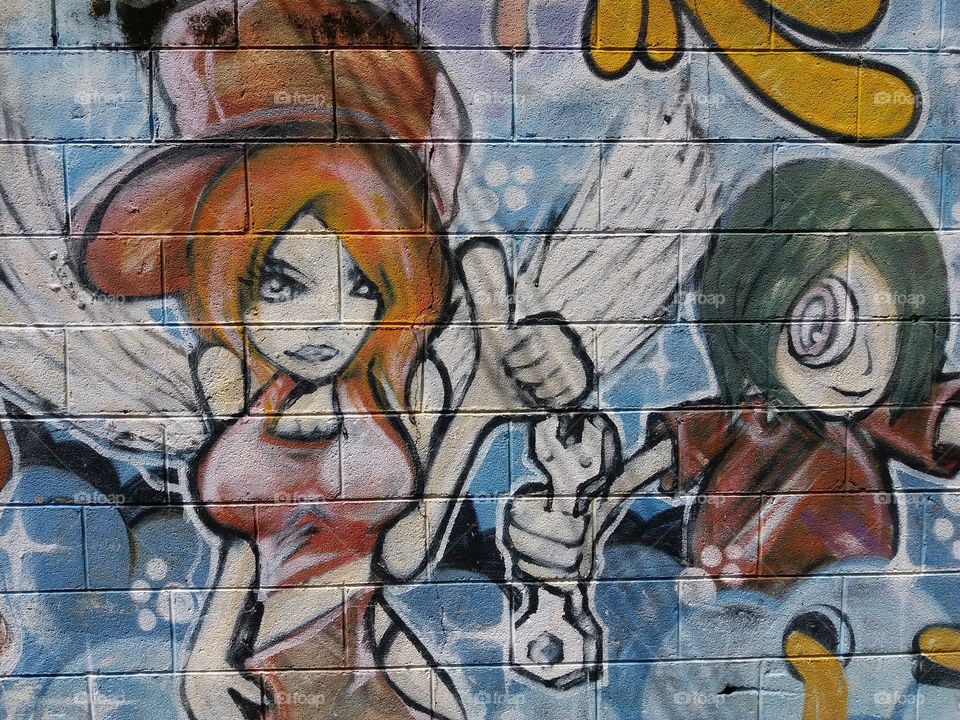 cartoon art at the wall