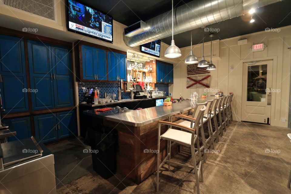 Bar table inside the restaurant 