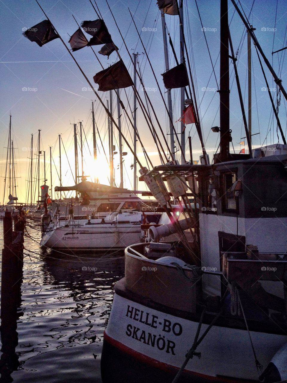 Sunset in the harbour