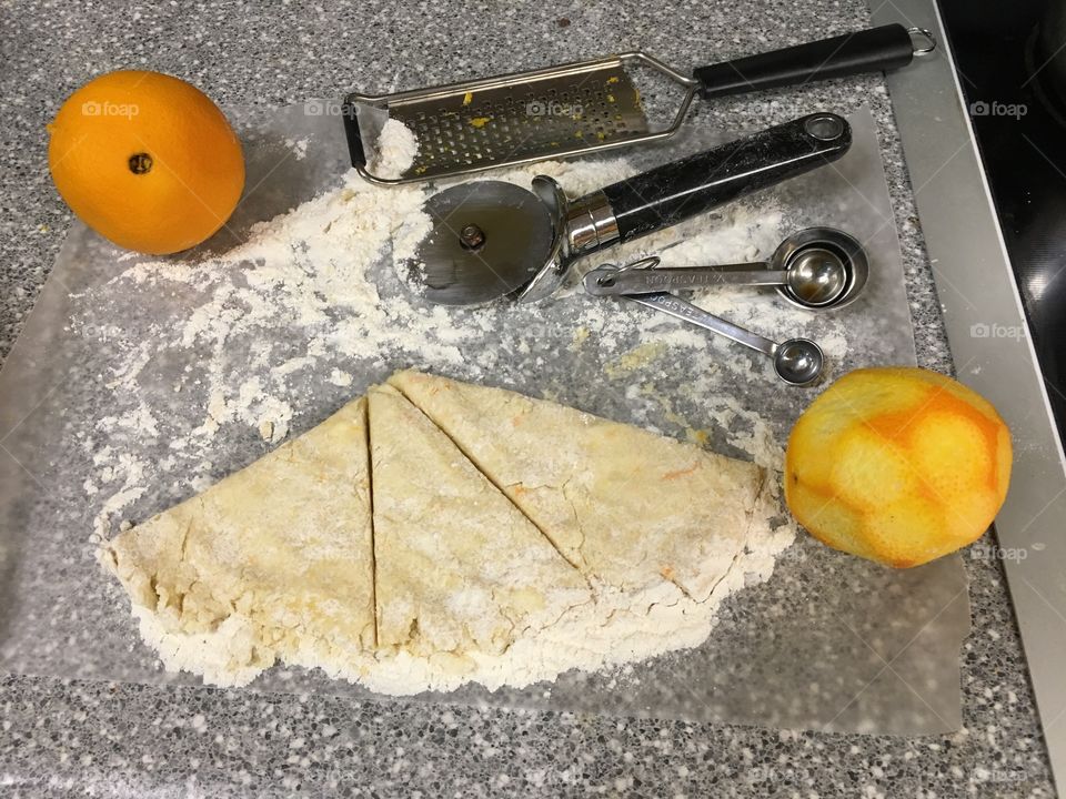 Making orange scones
