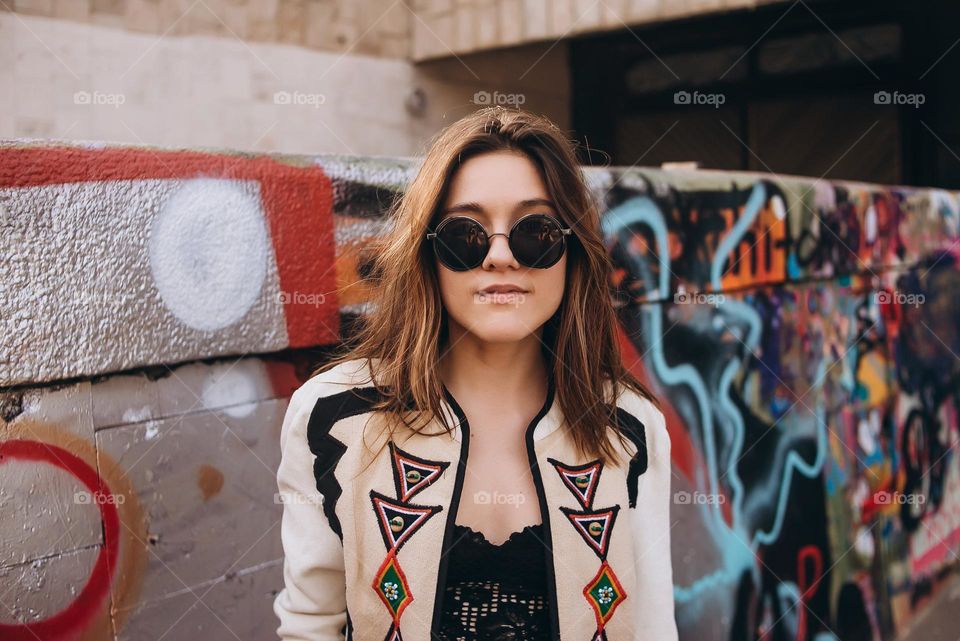 Fashion girl in sunglass on the street