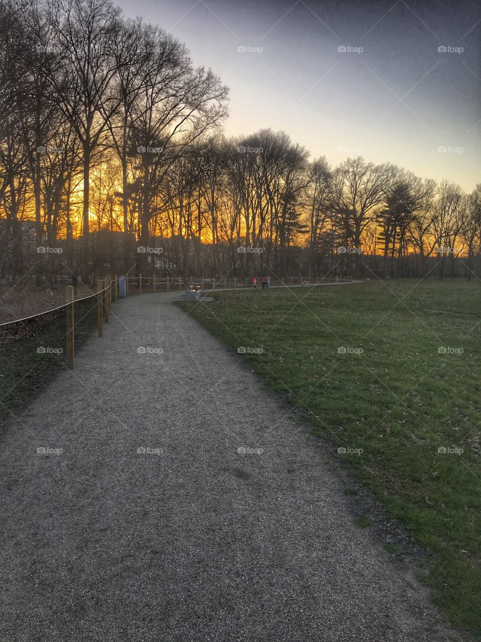 River runs at sunset