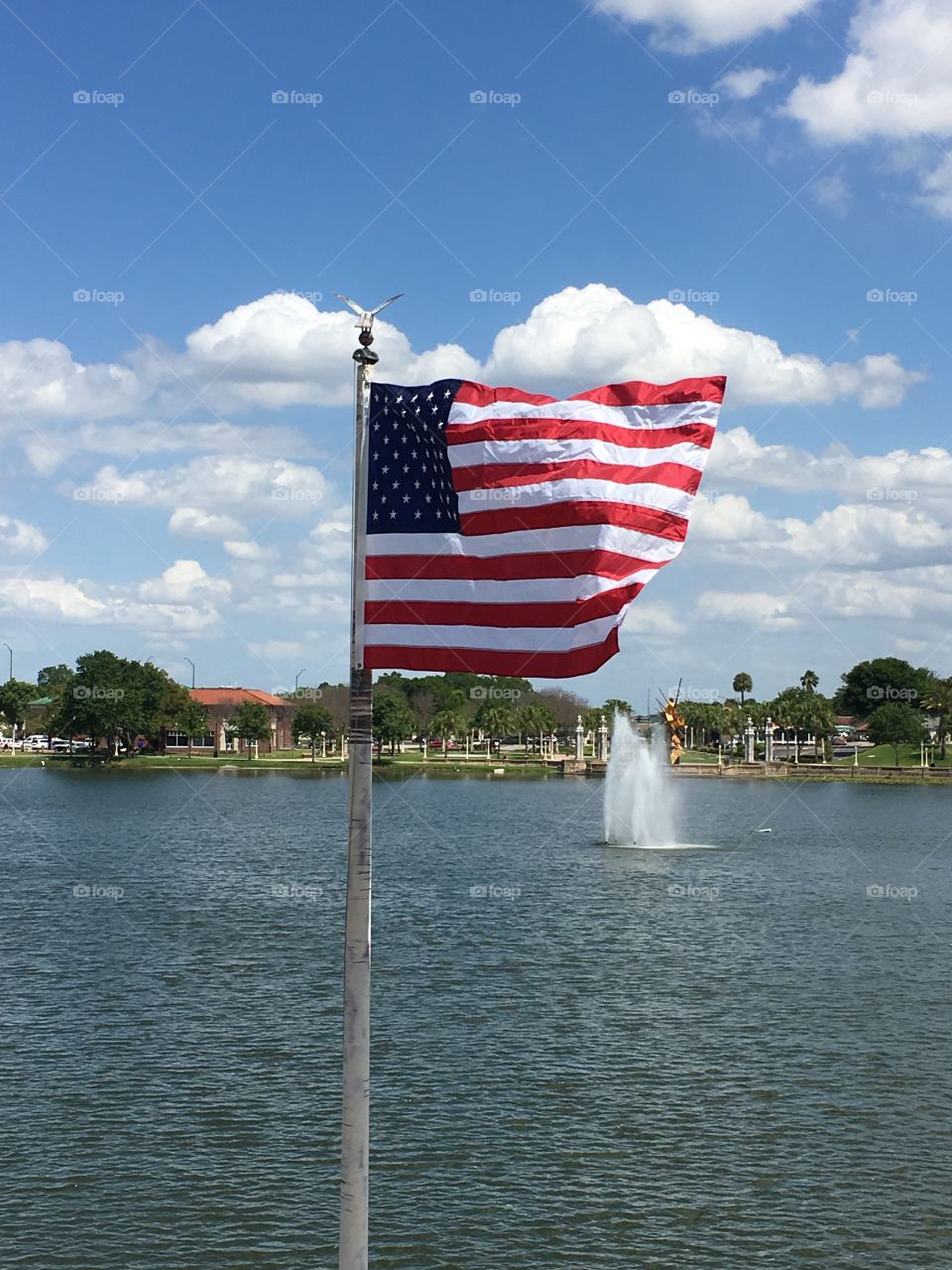 USA Flag blowing in the wind