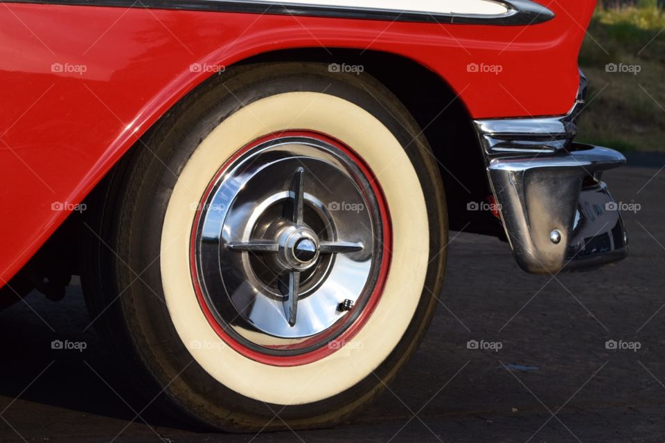 Wheel of a classic Chevy Bel Air
