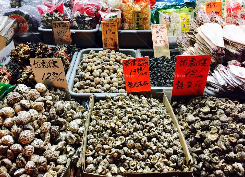 Dried mushrooms, Chinatown, New York City