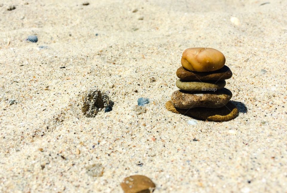 Stones on a sand