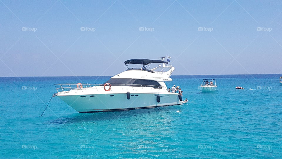 superyacht in Cyprus bluelagoon sea