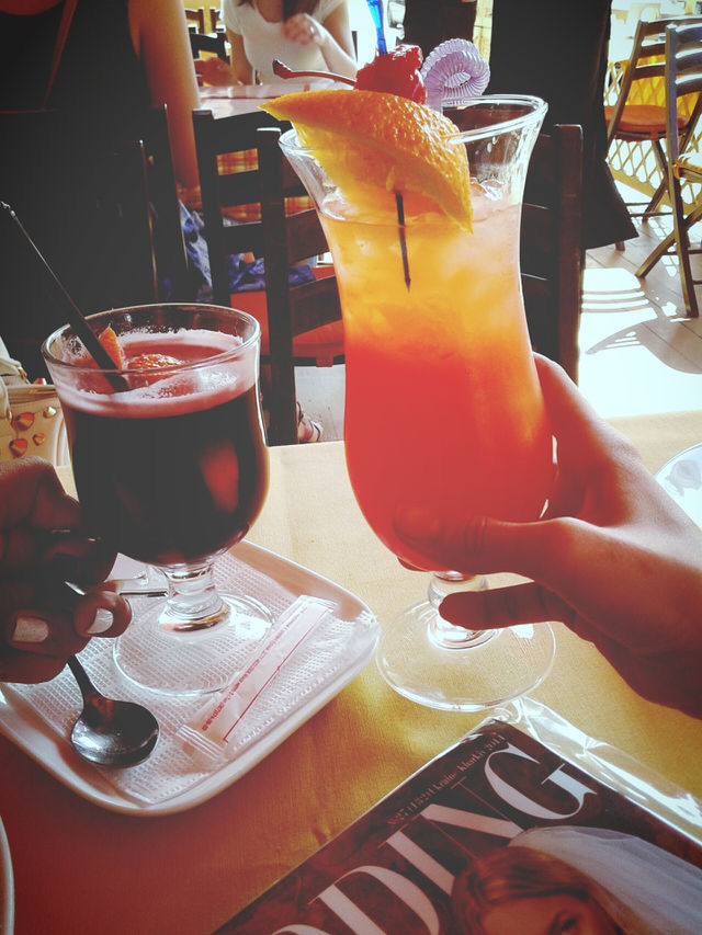 Relax with best friend in cafe. Having toast with best friend