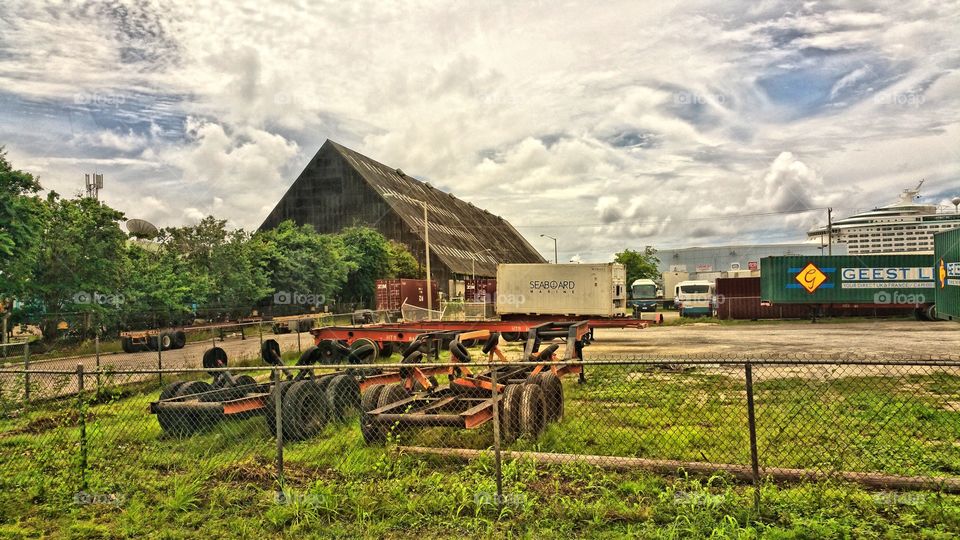 Sugar mill...Barbados.. You can also see our Cruise ship in the back right hand side of the picture.. which is sort of cool seeing how big it is to something .