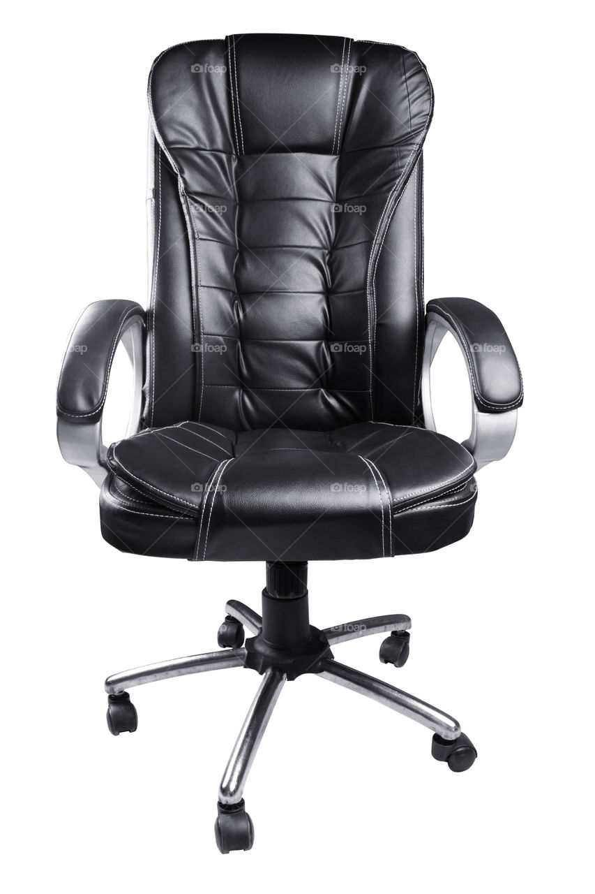 Black leather Executive chair isolated in white background