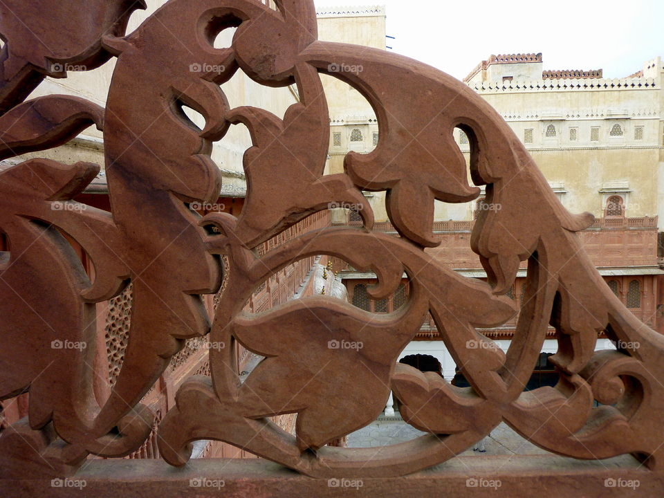 View of stone balustrade of building