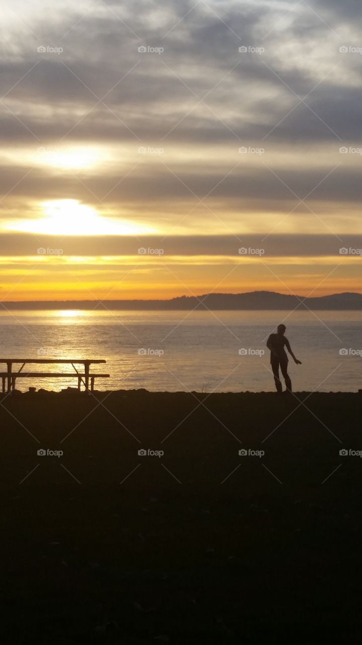 dancer in the Seattle sunset. Myrtle Edwards Park Seattle