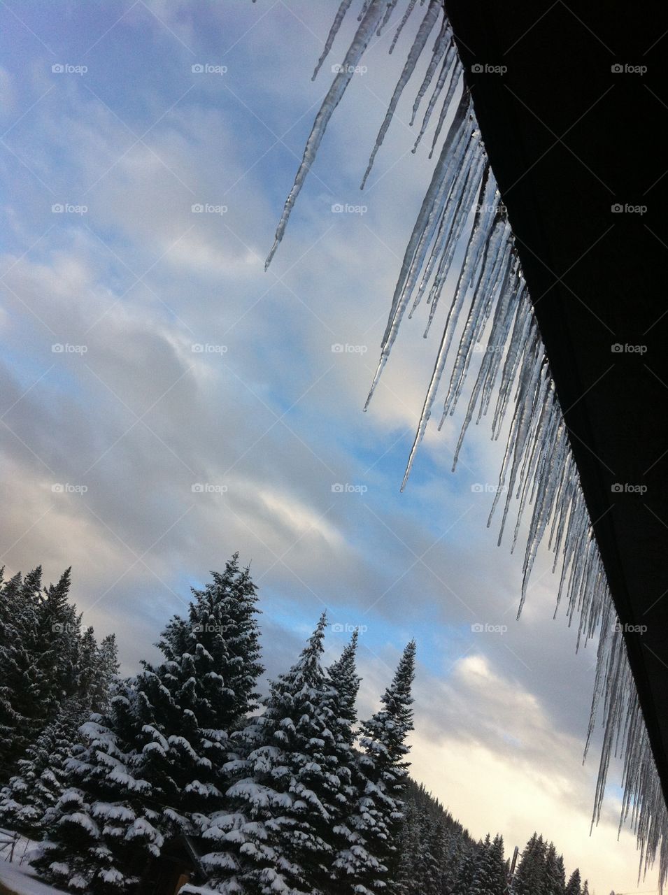 Icy Edges. Icicles after a good snow storm with a bluebird day opening up...