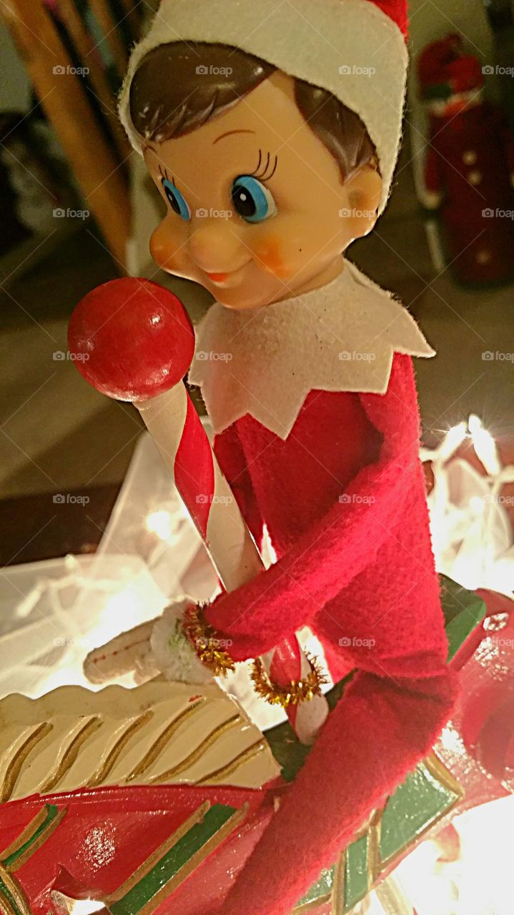 Close-up of Elf on the Shelf