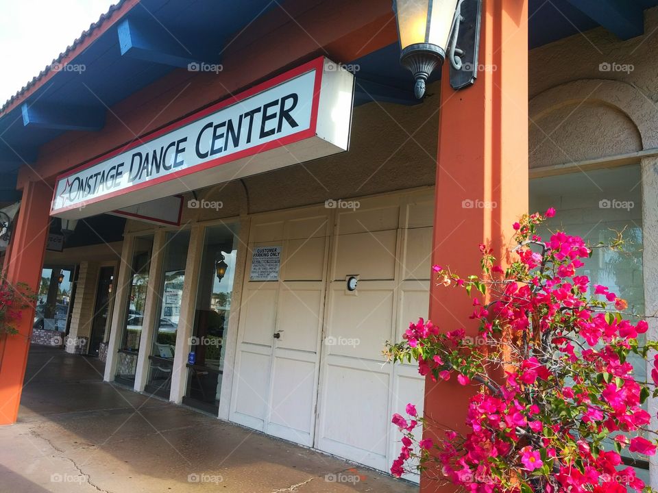 Onstage Dance Theatre Building with Flowers