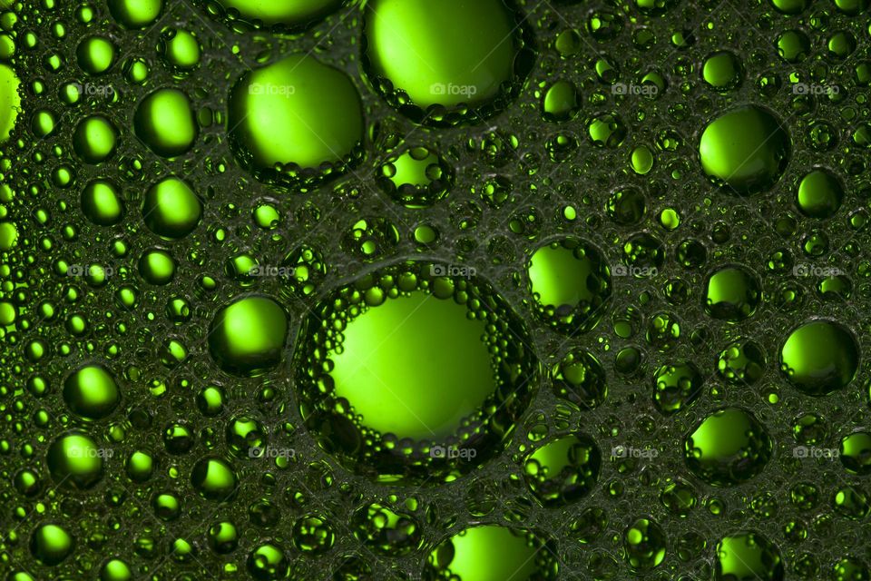 Abstract Green water bubbles background. Green Water Drops Background close up