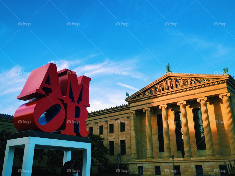 Museum Love. AMOR statue in front of art museum for the pope visit to Philadelphia!