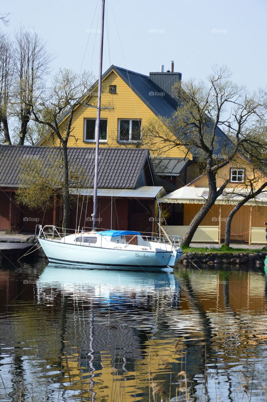 yacht and building