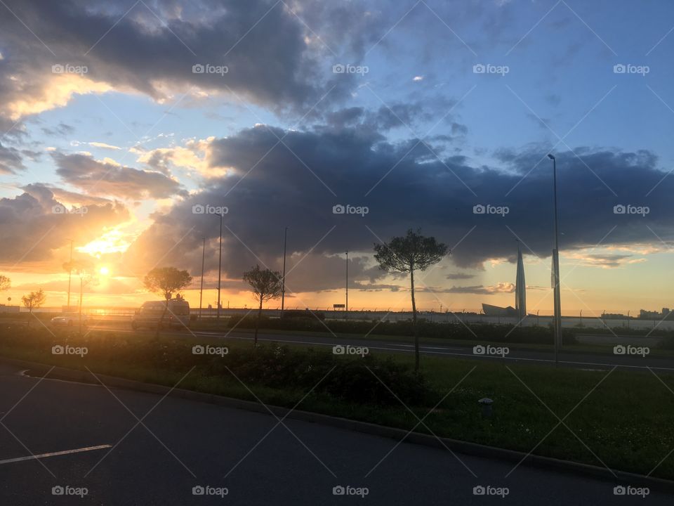 Clouds and Sun in St Petersburg, Russia