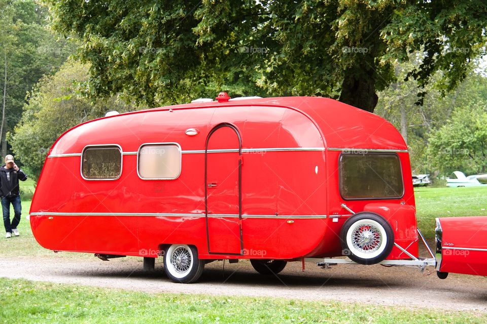 red classic  caravan